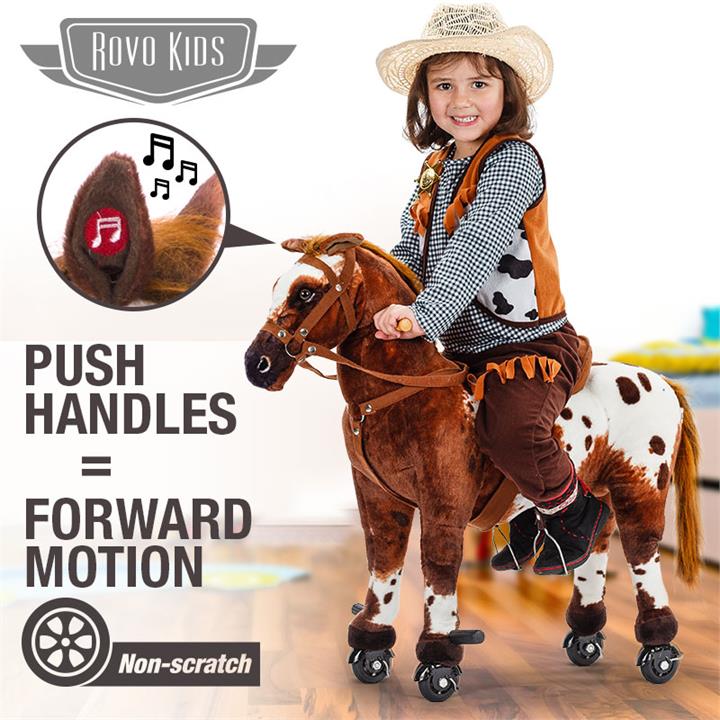 Brown-White Ride-On Horse, Pony Cycle