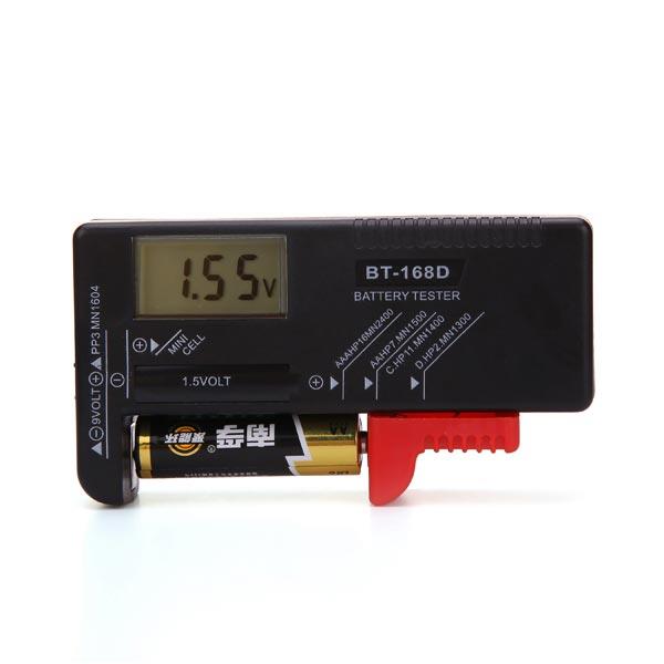 BT168 AA AAA C D 1.5V 9V Digital Button Battery Tester Meter