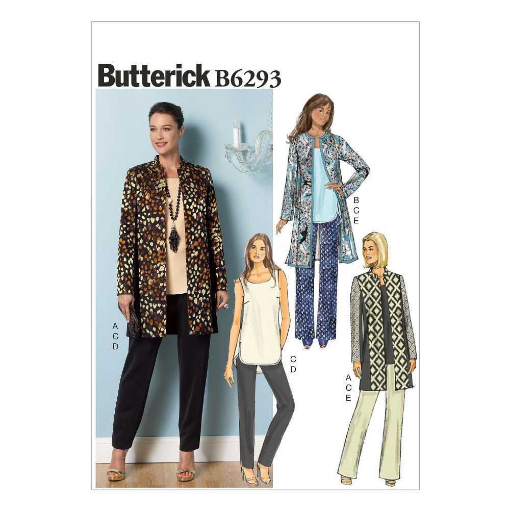 Butterick B6293 Misses' Open-Front Jackets, Top and Pants