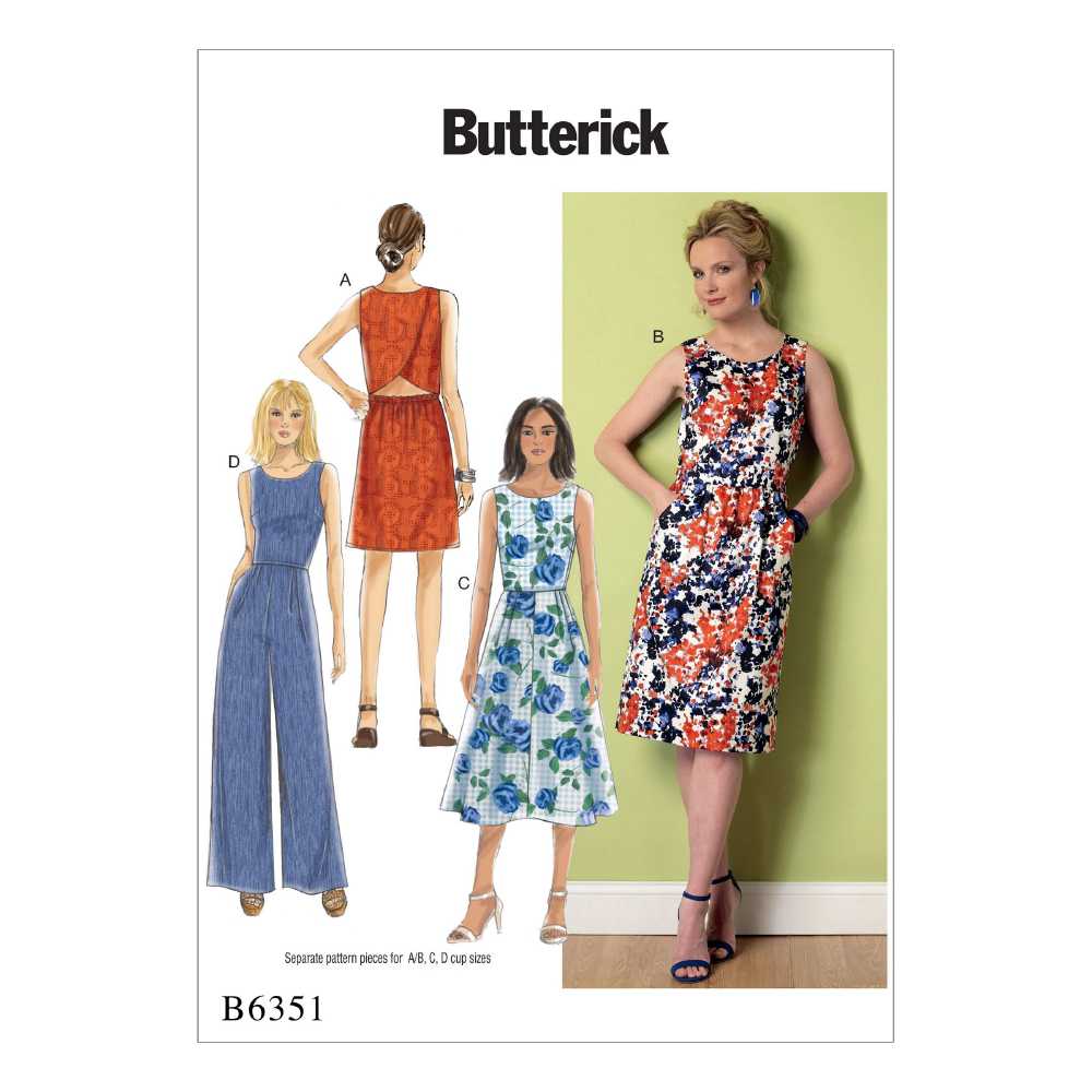 Butterick B6351 Misses' Tulip-Shaped, Open-Back Dresses & Jumpsuit