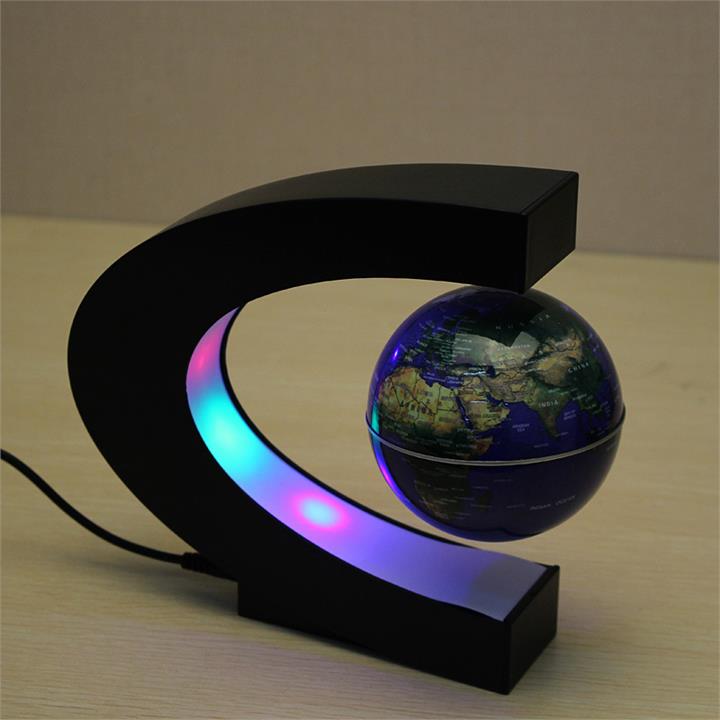 C Shape Magnetic Levitation Floating Globe World Map With LED Lights