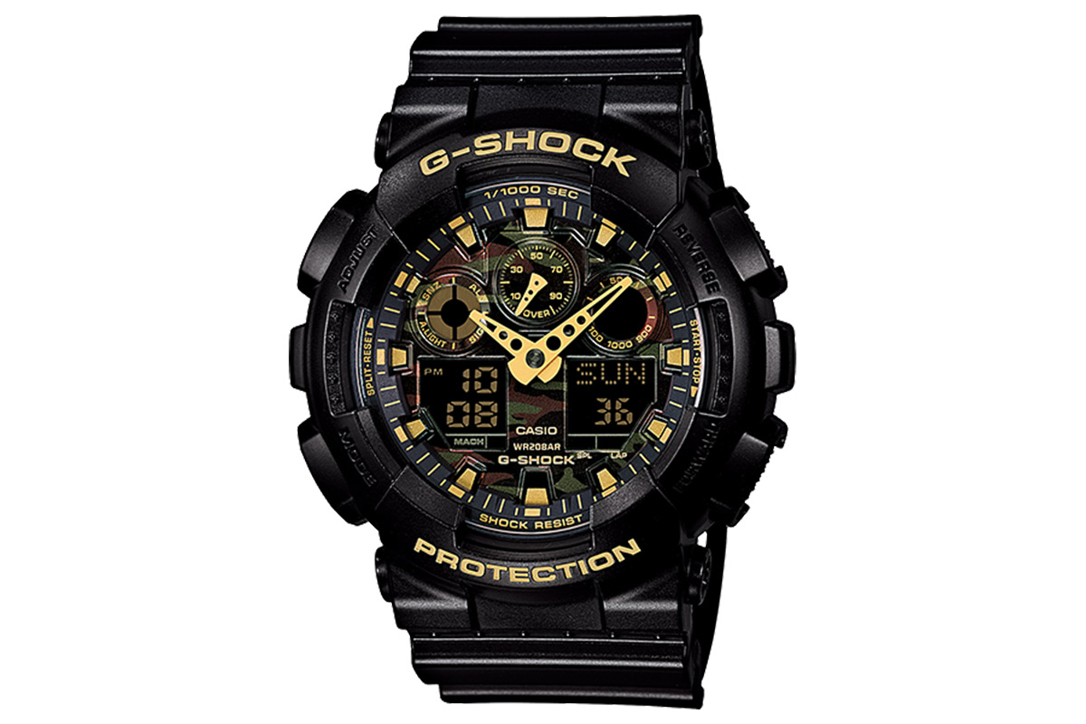 Casio G-Shock Camouflage Ana-Digital Watch - Black/Gold (GA100CF-1A9)