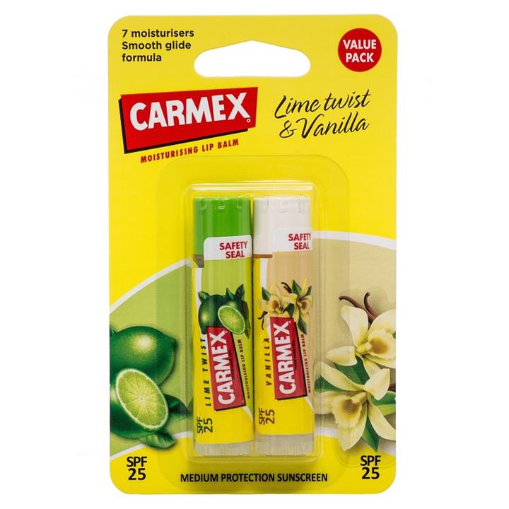 Carmex Lip Balm Lime and Vanilla Stick SPF25 Twin Pack