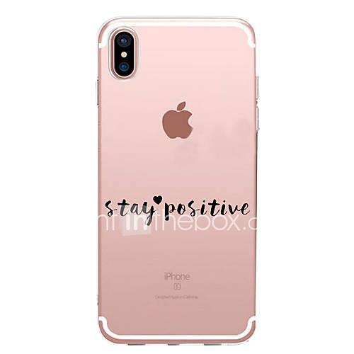 Case For Apple iPhone X iPhone 8 Transparent Pattern Back Cover Word / Phrase Soft TPU for iPhone X iPhone 8 Plus iPhone 8 iPhone 7 Plus