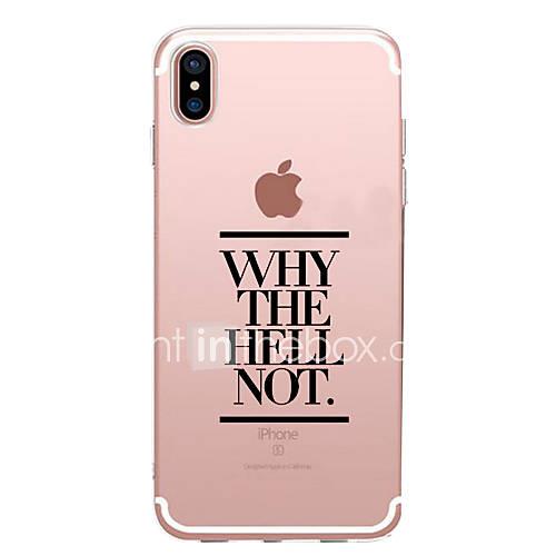 Case For Apple iPhone X iPhone 8 Transparent Pattern Back Cover Word / Phrase Soft TPU for iPhone X iPhone 8 Plus iPhone 8 iPhone 7 Plus