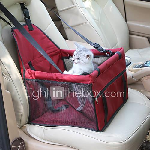 Cat / Dog Car Seat Cover Pet Carrier Adjustable / Retractable / Waterproof / Portable Solid Colored Red / Blue / Pink