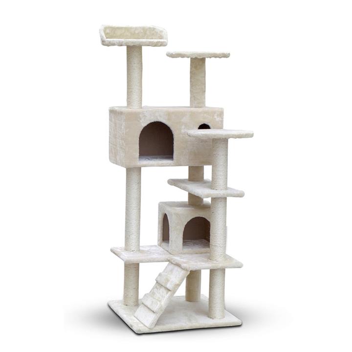 Cat Scratching Post Tree House Condo 134cm Beige