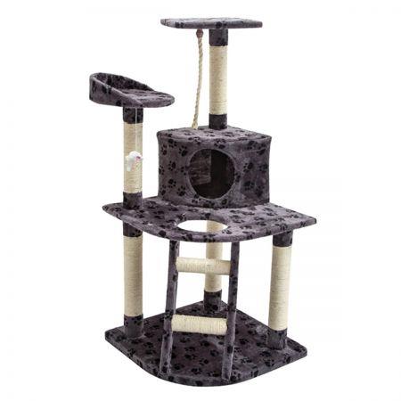 Cat Tree Scratching Post Scratcher Multi Level 120cm Bear - Grey