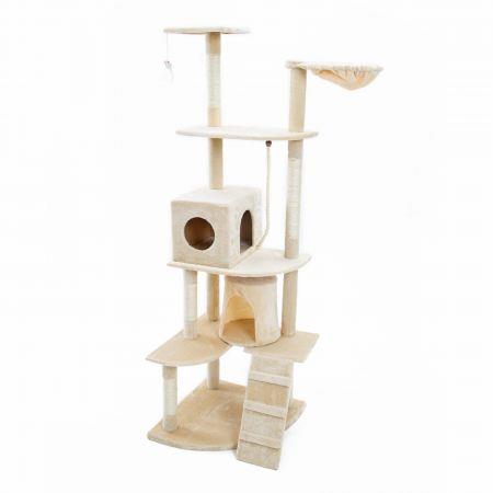 Cat Tree Scratching Post Scratcher Pole Gym Toy House ACACIA 193cm - Beige