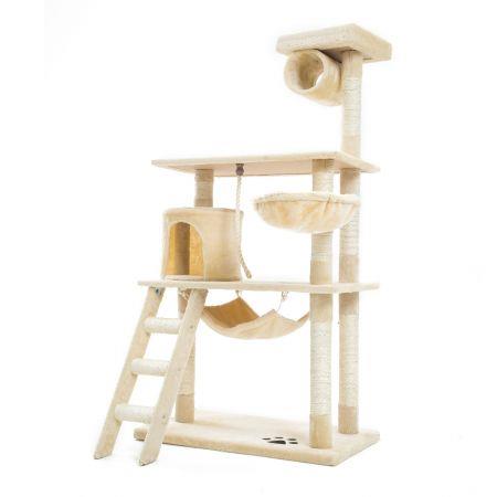 Cat Tree Scratching Post Scratcher Pole Gym Toy House MAPLE 141cm - Beige