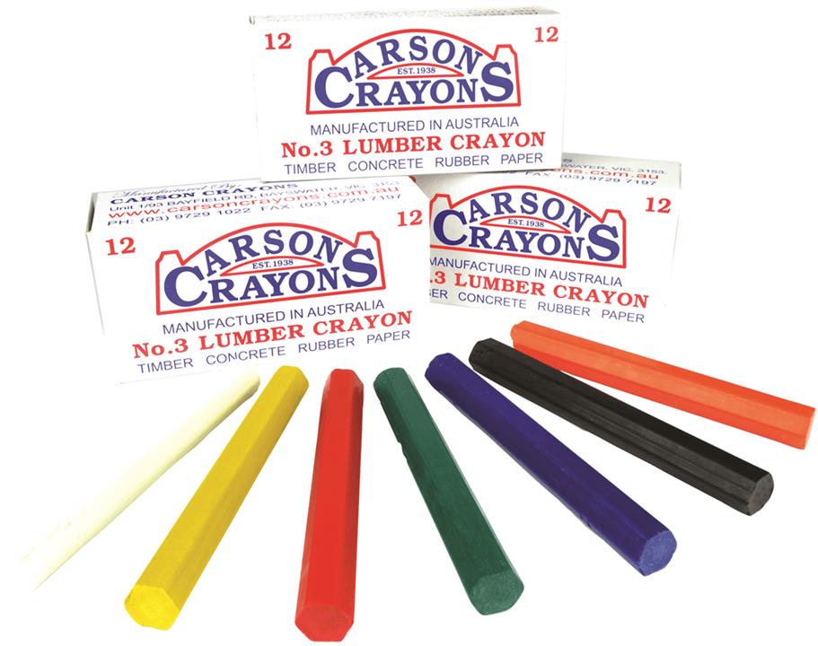 Carson - CRA3WHI - Lumber Crayons No.3 - White -  Box of 12