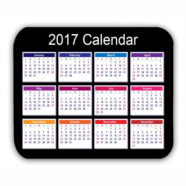 Calendar 2017 Mouse Mat Black Anti-Slip Computer PC Desktop Gaming Mouse Pad