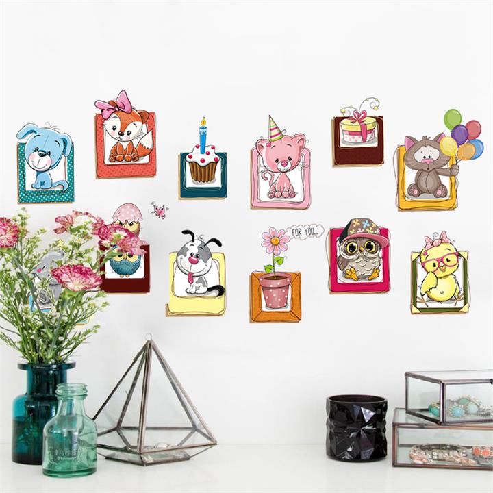 Cartoon Small Animal Wall Stickers Children Room Baby Wall Stickers Bedroom Kindergarten Decoration