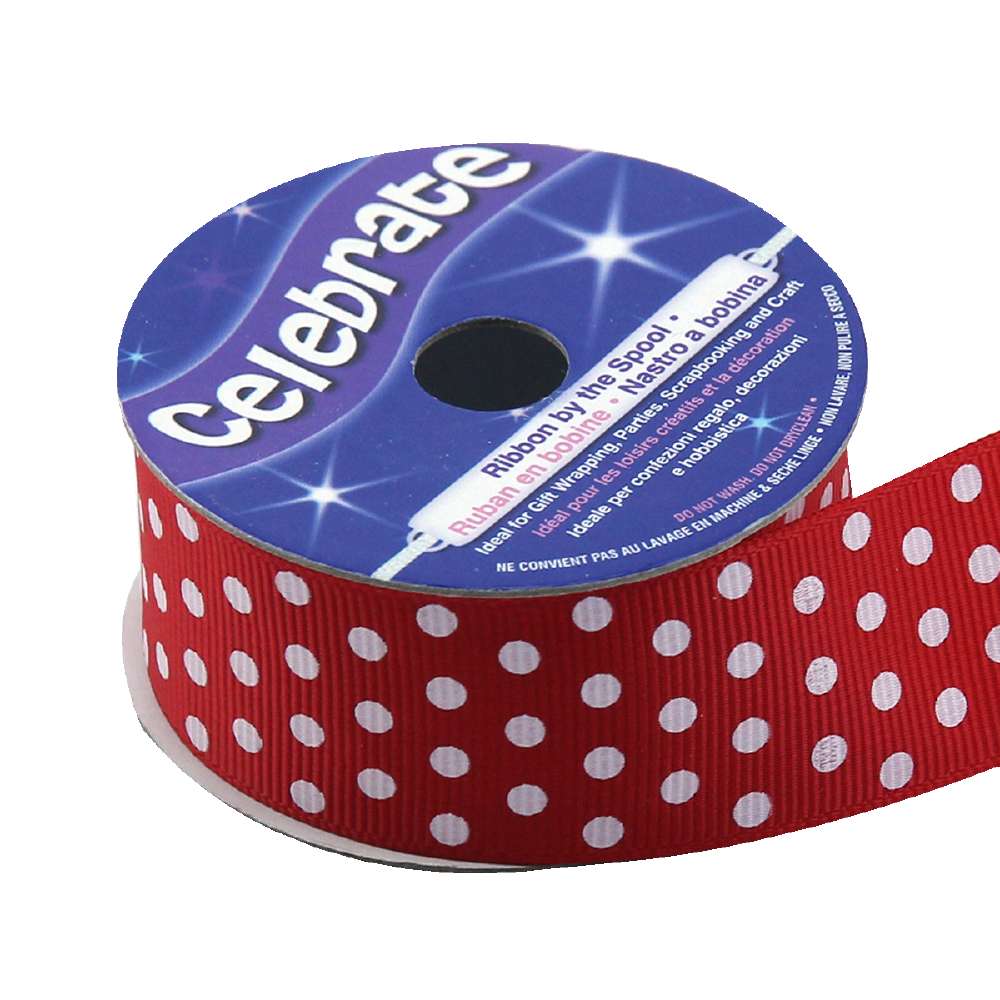 Celebrate 25 mm Small Spots Grosgrain Ribbon