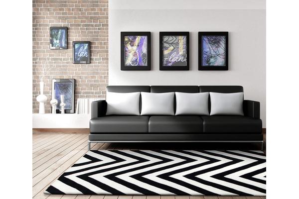 Chevron Black And White Rug 280x190cm