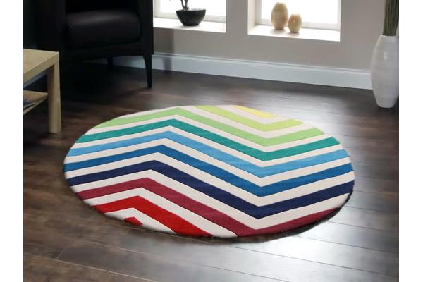 Chevron Multi Coloured Round Rug 200x200cm