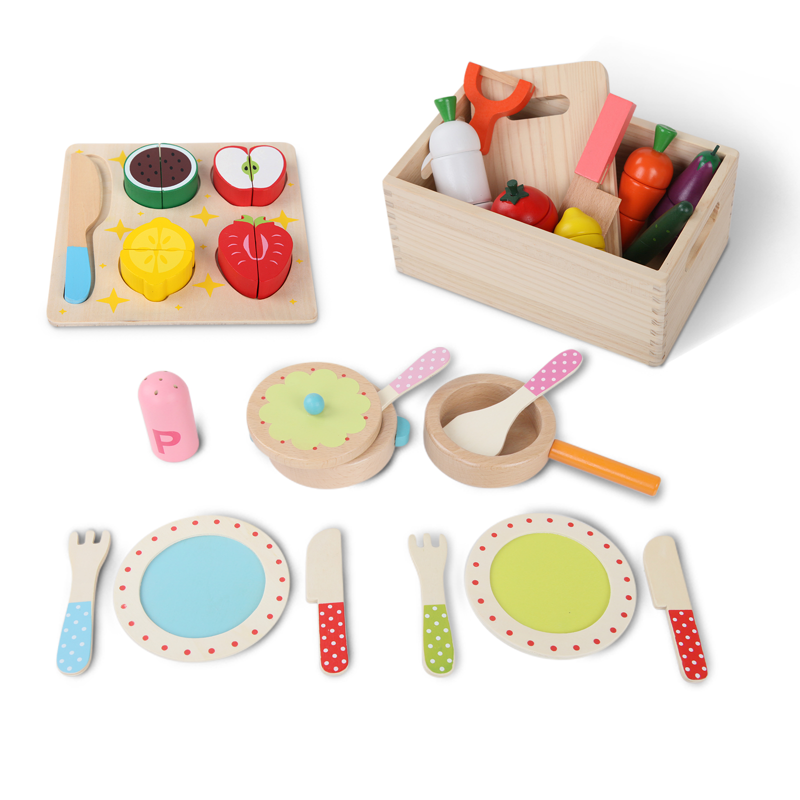 Children Wooden Complete Kitchen 3 in 1 Play Set