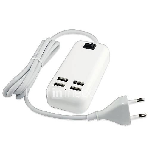 Chargers Home Charger Phone USB Charger EU Plug Multi Ports 4 USB Ports 3A AC 100V-240V For iPad For Cellphone For Tablet For iPhone