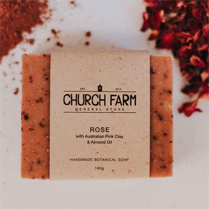 Church Farm Rose & Pink Clay Handmade Soap (180g)