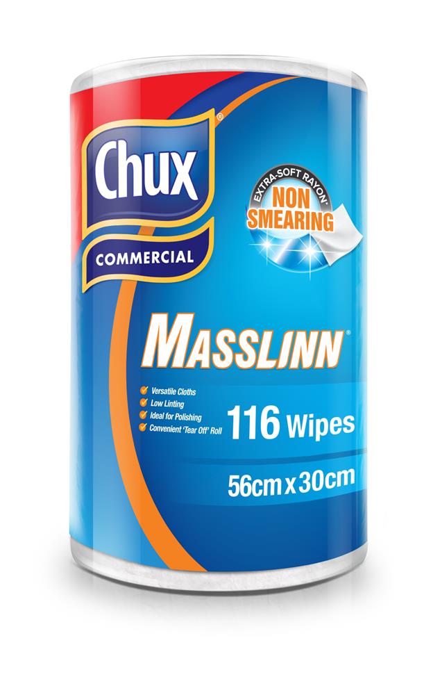 ChuxÂ® - 09300 - Masslinn Cloth roll - 30cm x 65m - White - Carton of 4 rolls