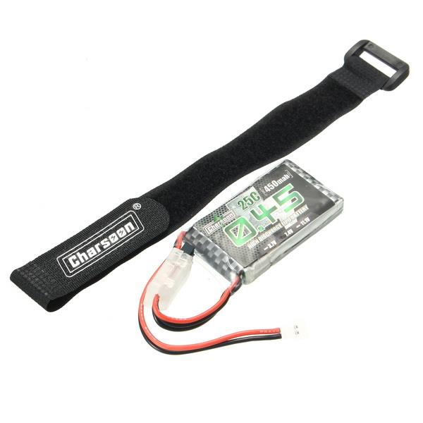 Charsoon 2S 7.4V 450mAh 25C Lipo Battery with Battery Strap for Eachine Fatbee FB90