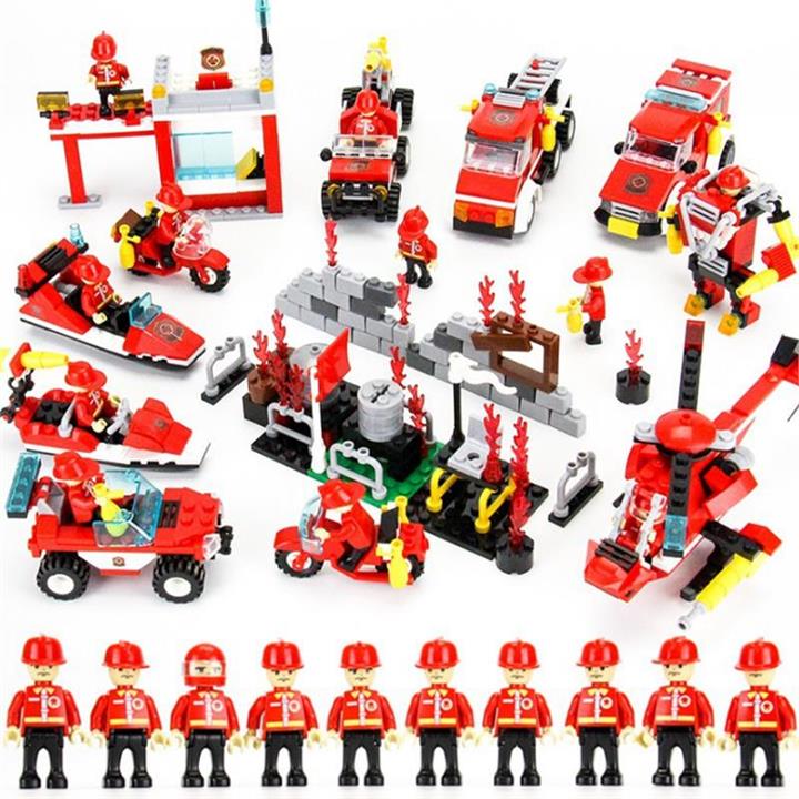 Cikoo 8 in 1 845pcs Building Blocks Fire Station DIY Educational Intelligence Creative Plaything Kids Toys