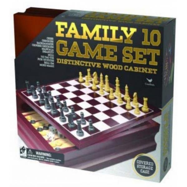 Classic Wood Family 10 Game Set Black & Gold