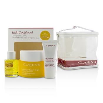 Clarins Set: Toning Body Polisher 250g/8.8oz + Body Treatment Oil - Tonic 30ml/1oz + Extra Firming Body Lotion 30ml/1oz + Bag 3pcs+1bag Skincare