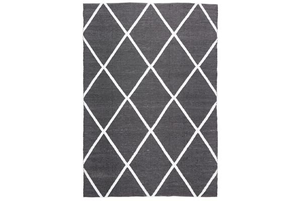 Coastal Indoor Out door Rug Diamond Black White 270x180cm