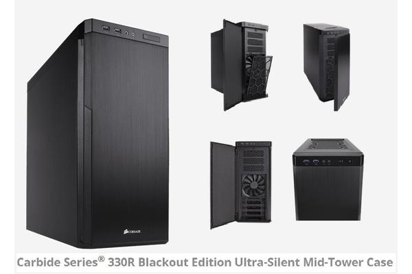 Corsair 330R Blackout Edition Ultra Silent Sound Dampening, Mid-Tower Case. Supports Mini-ITX, MicroATX, ATX