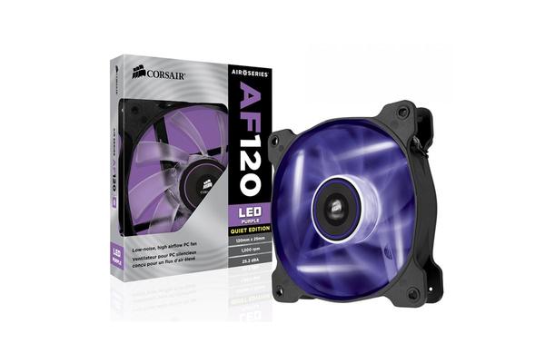 Corsair Air Flow 120mm Fan Quiet Edition Purple  LED 3 PIN - Superior cooling performance and LED illumination