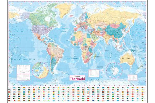 Collins World Wall Laminated Map