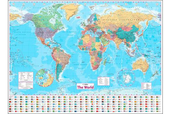 Collins World Wall Paper Map