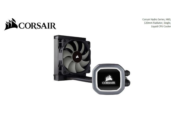 Corsair H60 v2 120mm Liquid CPU Cooler. LED Illuminated Pump Head, Efficient cool plate and pump. 1x12CM PWM Fan