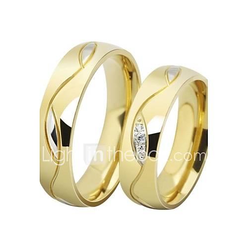 Couple's Luxury AAA Cubic Zirconia Stainless Steel / Gold Plated / Imitation Diamond Couple Rings / Band Ring - Circle / Jewelry Luxury /