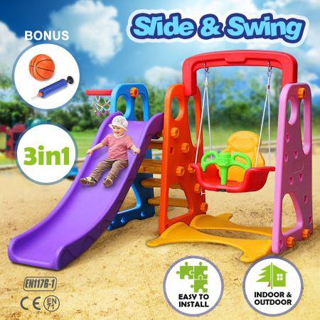 Colorful 3 in 1 Slide and Swing Play Set