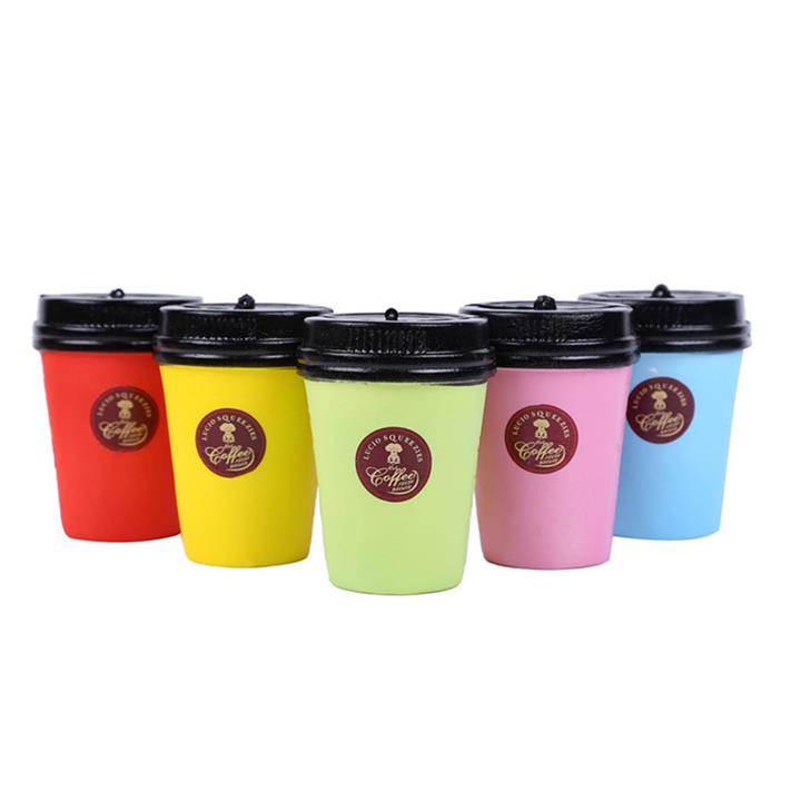 Coffee Cup Squishy Cartoon Milk Tea Drink Doll Chain Charm Slow Rising Kid Toy Gift  Random Color