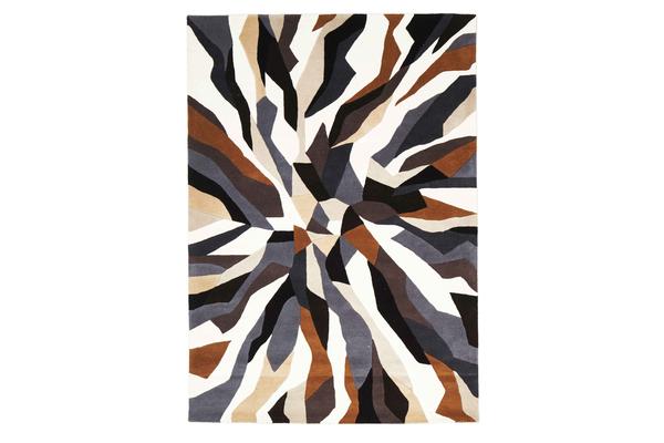 Crossroads Designer Wool Rug Brown White Grey 225x155cm