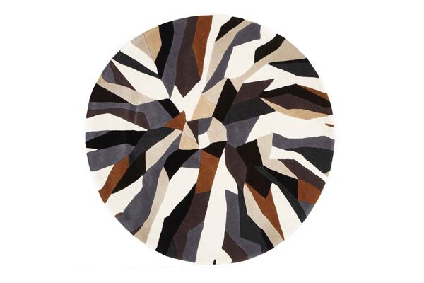 Crossroads Designer Wool Rug Brown White Grey 200x200cm