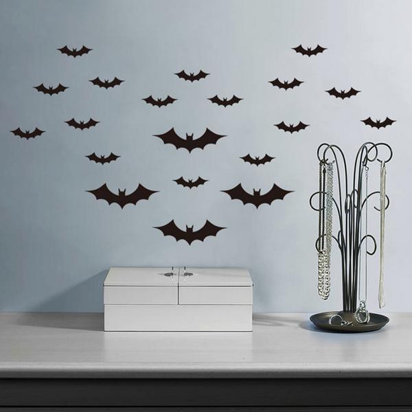 Creative Halloween Haunted House Glass Bat Wall Stickers Background Decoration Sticker Wall Art