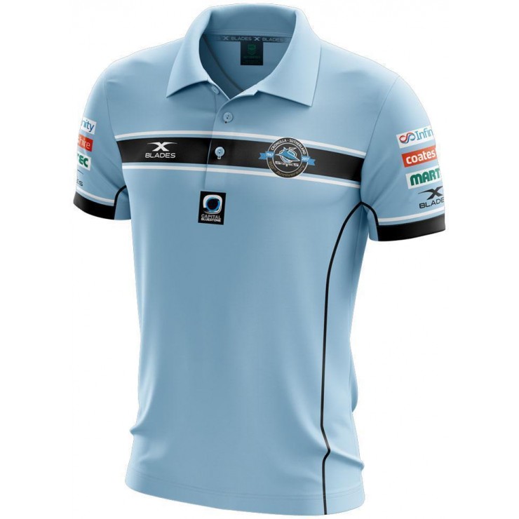 Cronulla-Sutherland Sharks 2017 Men's Sky Blue Media Polo Shirt