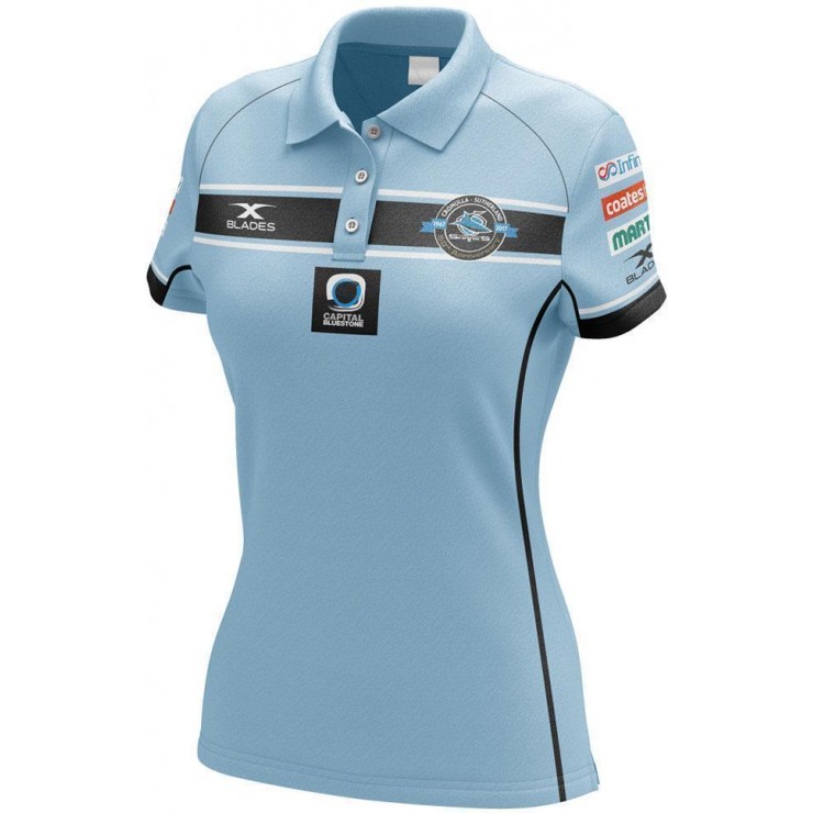 Cronulla-Sutherland Sharks 2017 Womens Sky Blue Media Polo