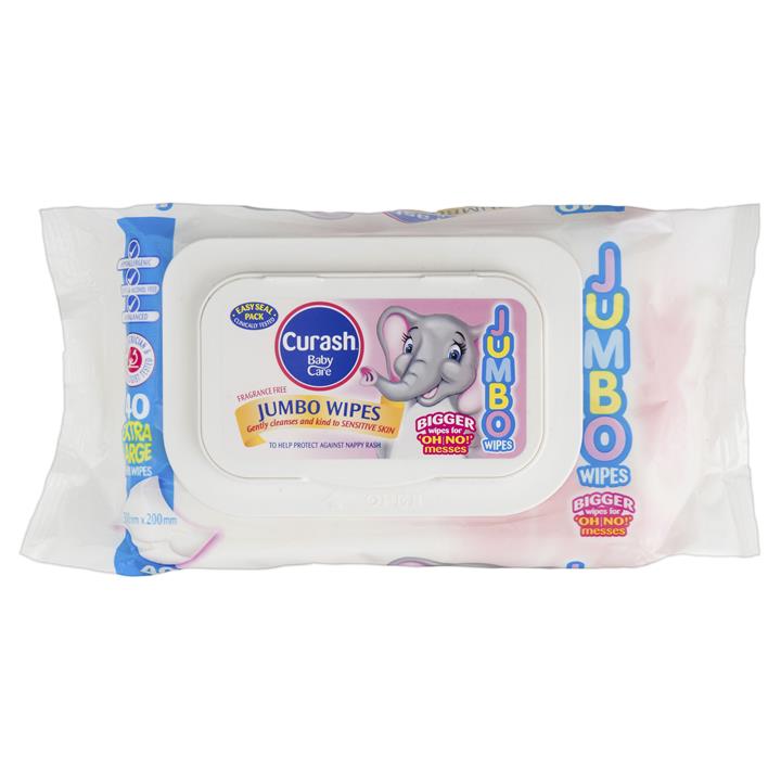 Curash Baby Wipes Fragrance Free Jumbo Size X 40