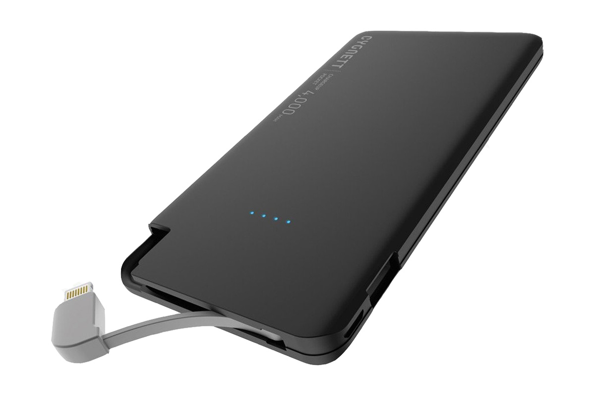 Cygnett ChargeUp Pocket 4000mAh Power Bank with Integrated Lightning Cable - Black (CY1996PBCHE)