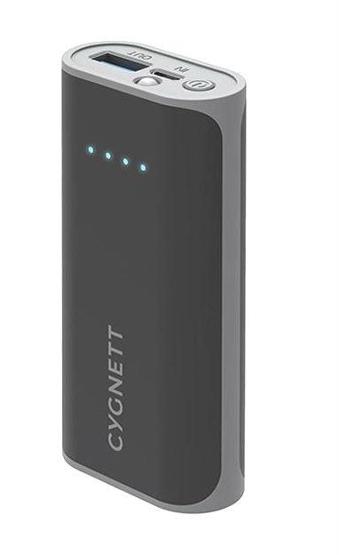 Cygnett 5;000 mAh Portable Power Bank - Grey/Black - ChargeUp Rap