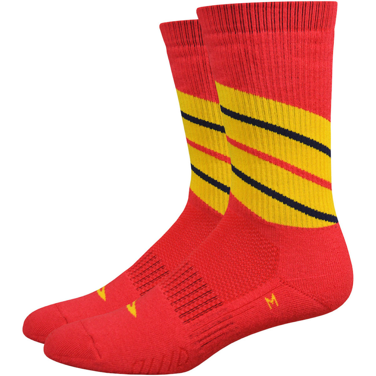 DeFeet Thermeator Twister Socks - XL Red/Gold Stripe | Cycle Socks