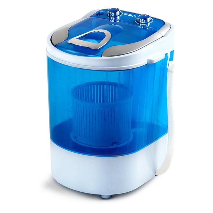 Devanti Compact Washing Machine Portable Top Load 2 In 1 Spin Dry for Camping Caravan Use 4kg Blue