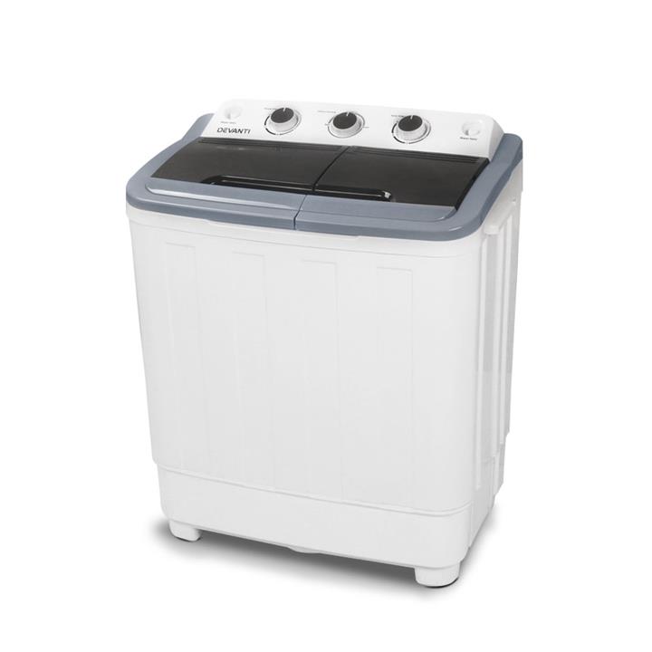 Devanti Compact Washing Machine Portable Top Load Two Tub Spin Dry for Camping Caravan Use 5kg