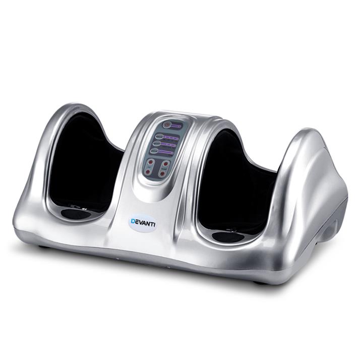 Devanti Foot Massager With Remote Control For Feet Ankle Calf Shiatsu Massage Kneading Rolling In Silver