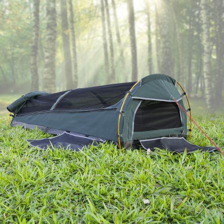 Deluxe Outdoor Camping Canvas Swag Aluminium Poles Tent XXL King Single - Navy Blue